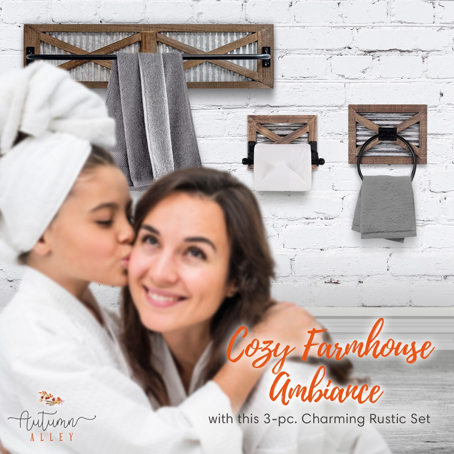 Autumn Alley Farmhouse Toilet Paper Holder, Towel Ring , Towel Rack Holder Set