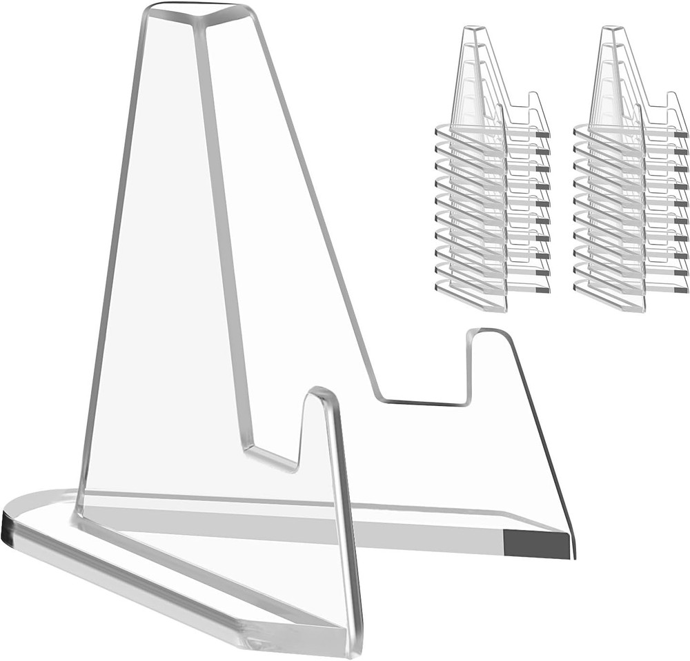Clear Triangular Stands - 20 Pack Mini Acrylic Holders for Collectibles & Photos