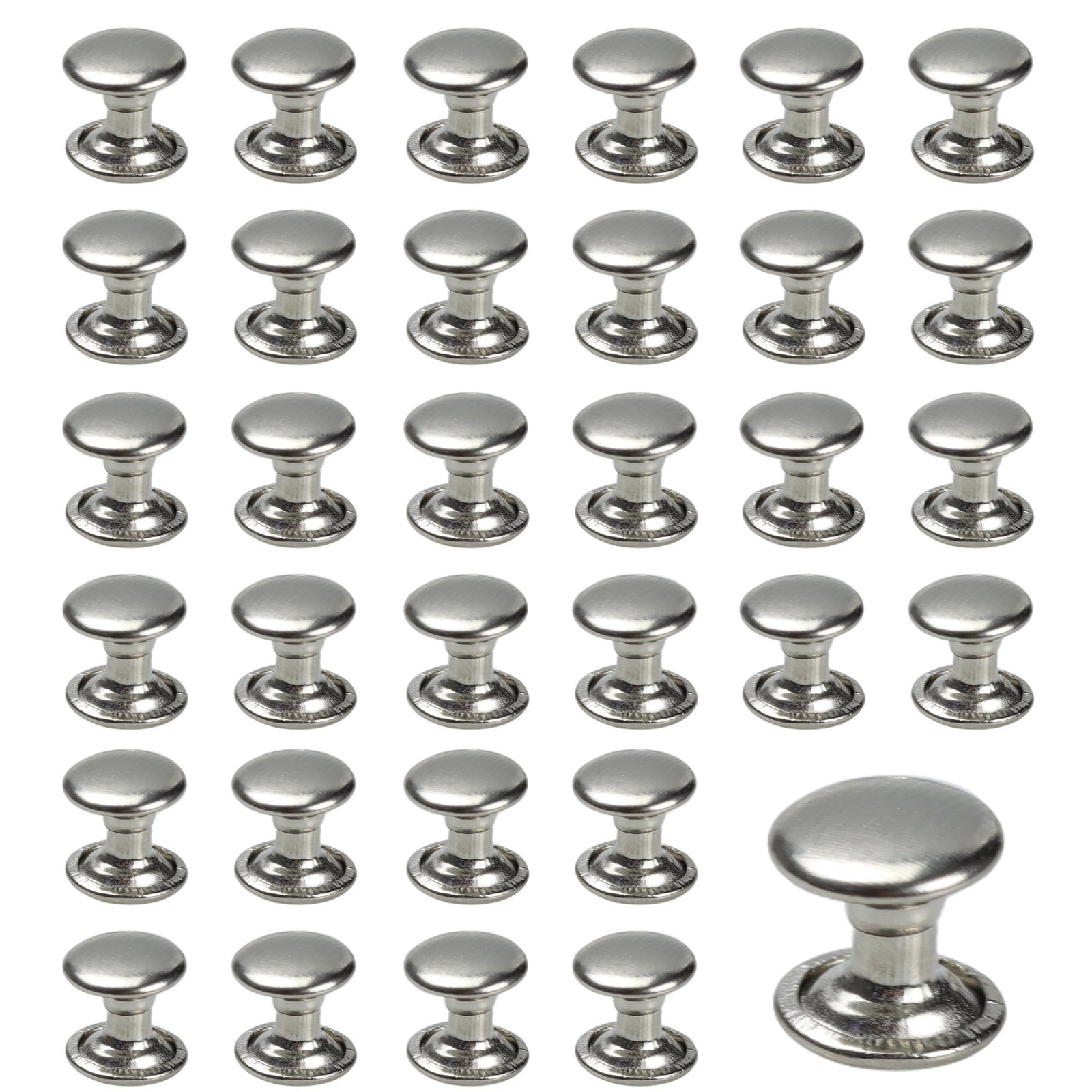 50 Sets 8mm Silver Double Cap Leather Rivets Brass Studs for Crafts & Repai