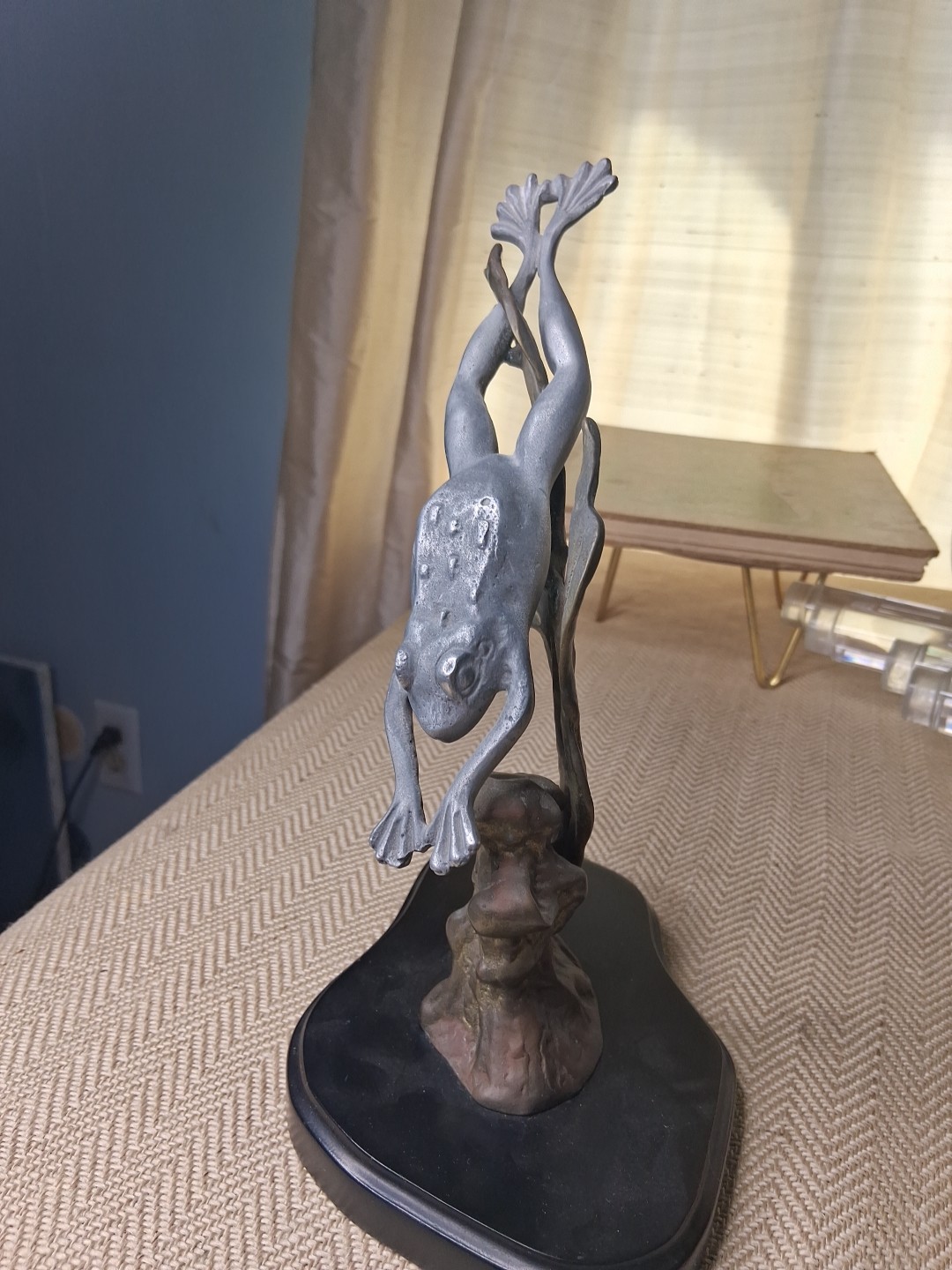 Vtg Frog Diving Figure Sculpture w/Base San Pacific International,SPI, Rare Item