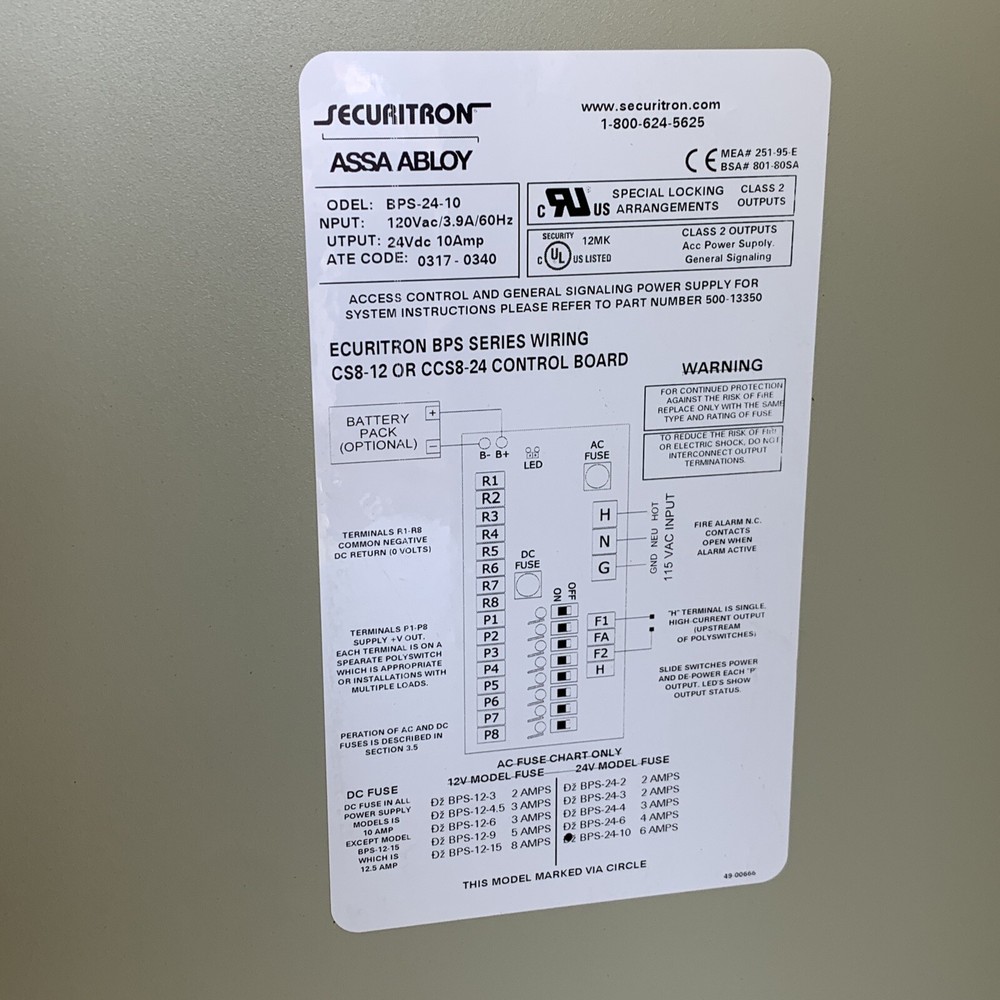 Securitron BPS-24-10 BPS Boxed Power Supply 24VDC 10A