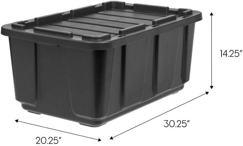 4 Pack Large All-Weather Heavy-Duty Stackable Storage Plastic Bin Tote Container
