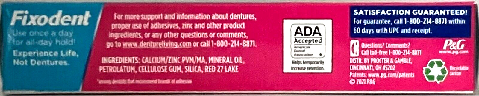 FIXODENT *ORIGINAL* DENTURE ADHESIVE CREAM 4 TUBES 2.4-OZ (68g) EA