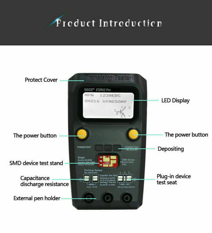 ESR02 Pro Digital Transistor Tester SMD Chip Component Inductance Meter