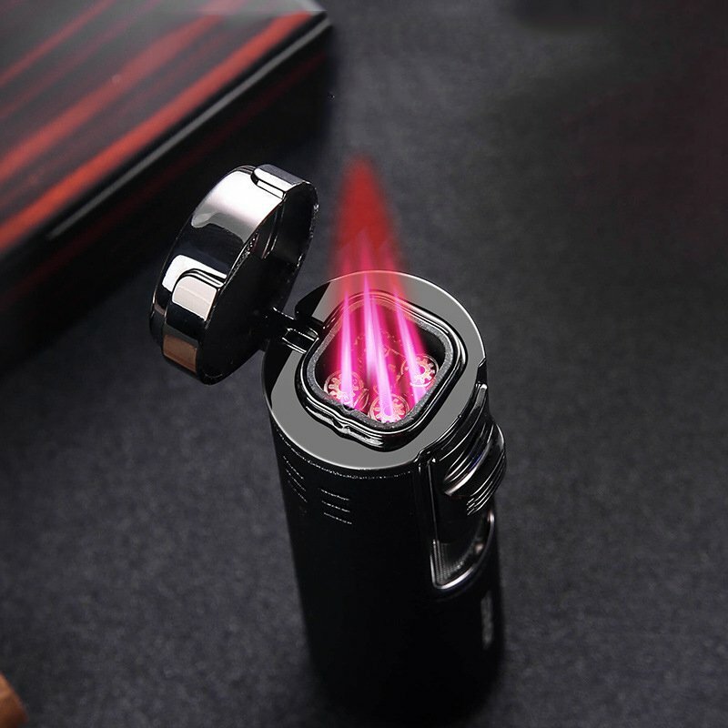 4 Jet Flame Torch Lighter Cigar Lighter Adjustable Refillable Butane Gas Gift