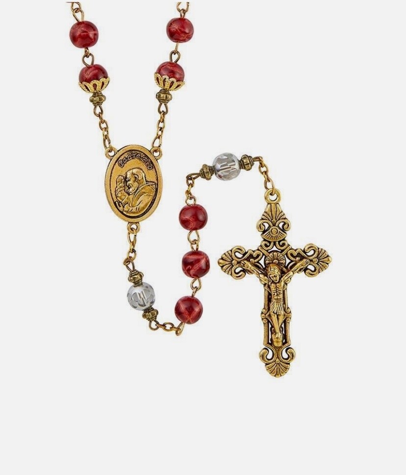 Heart on Fire Collection Padre Pio, St Michael Rosary Catholic Beads San Miguel