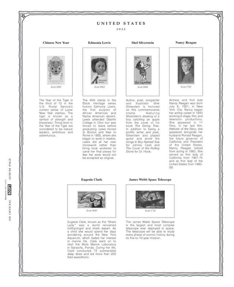 Scott US Minuteman Supplement #54 for Stamp issued in 2022