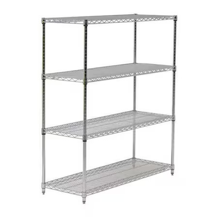 Wire Shelving Unit, 24"D X 48"W X 54"H, 4 Shelves, Chrome, 45Vy19