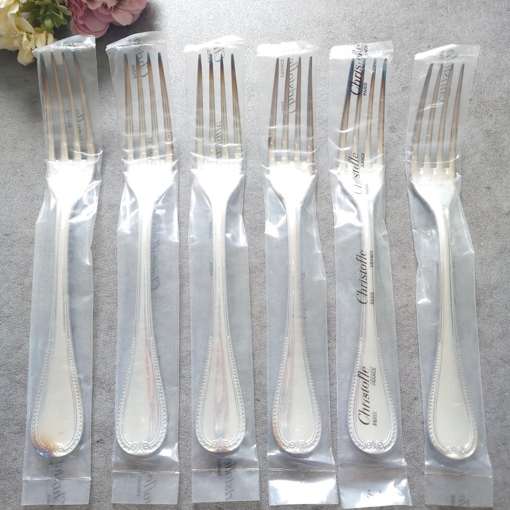 Christofle Malmaison Table Fork Unopened 6pcs Silverplate Flatware Brand New