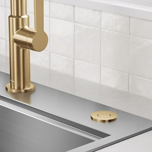 KRAUS Flat-Top Garbage Disposal Air Switch Button, Brushed Brass, KWDB-20BB