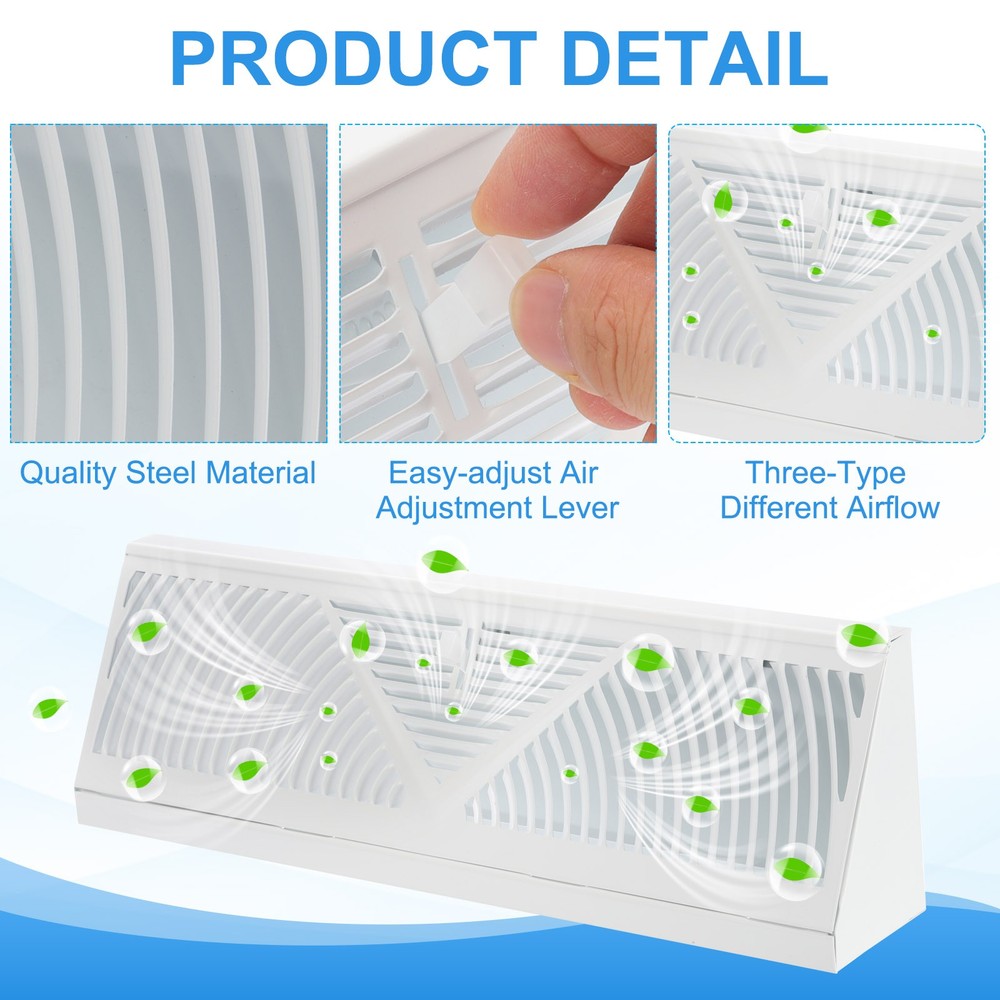 Skirting Board Register, 15 Inch Grid for White Floor Diffuser