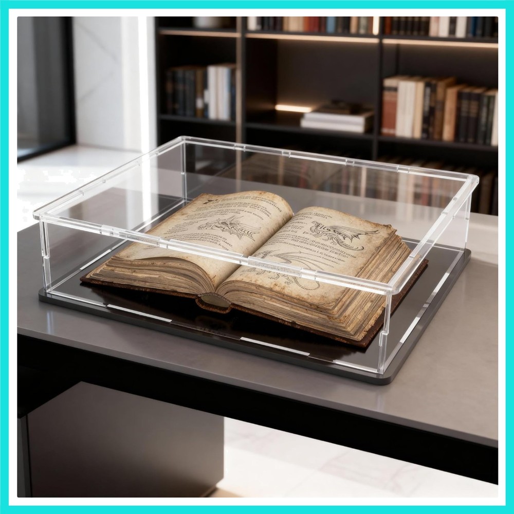 Book Display Case Clear Book Protector Case, Acrylic Display Cover Case for B...