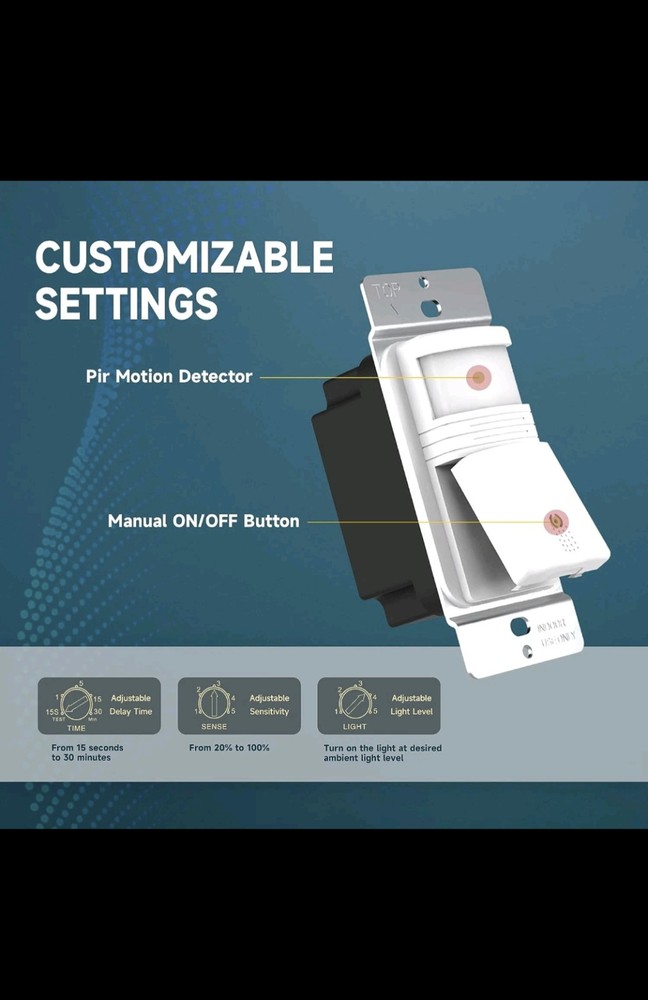 Motion Sensor Light Switch, Occupancy & Vacancy Model Motion Activated Wall Swit