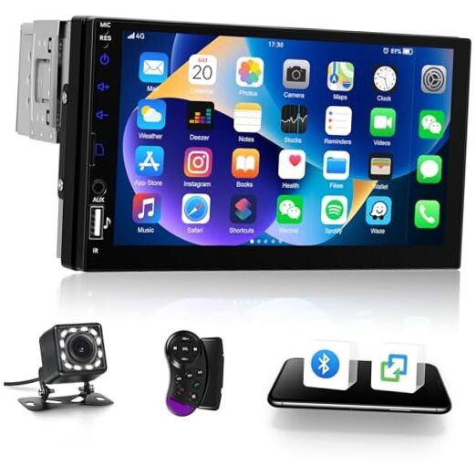 [Upgrade] Single Din Car Stereo with Bluetooth,7 Inch Touch Screen 1 Din Car