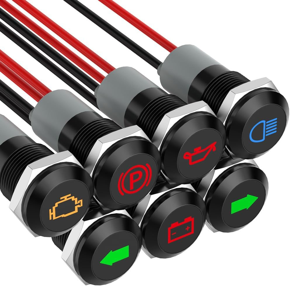 Indicator Light, 12V LED Small Indicator Light Waterproof 1/2" Panel Cutout 12V