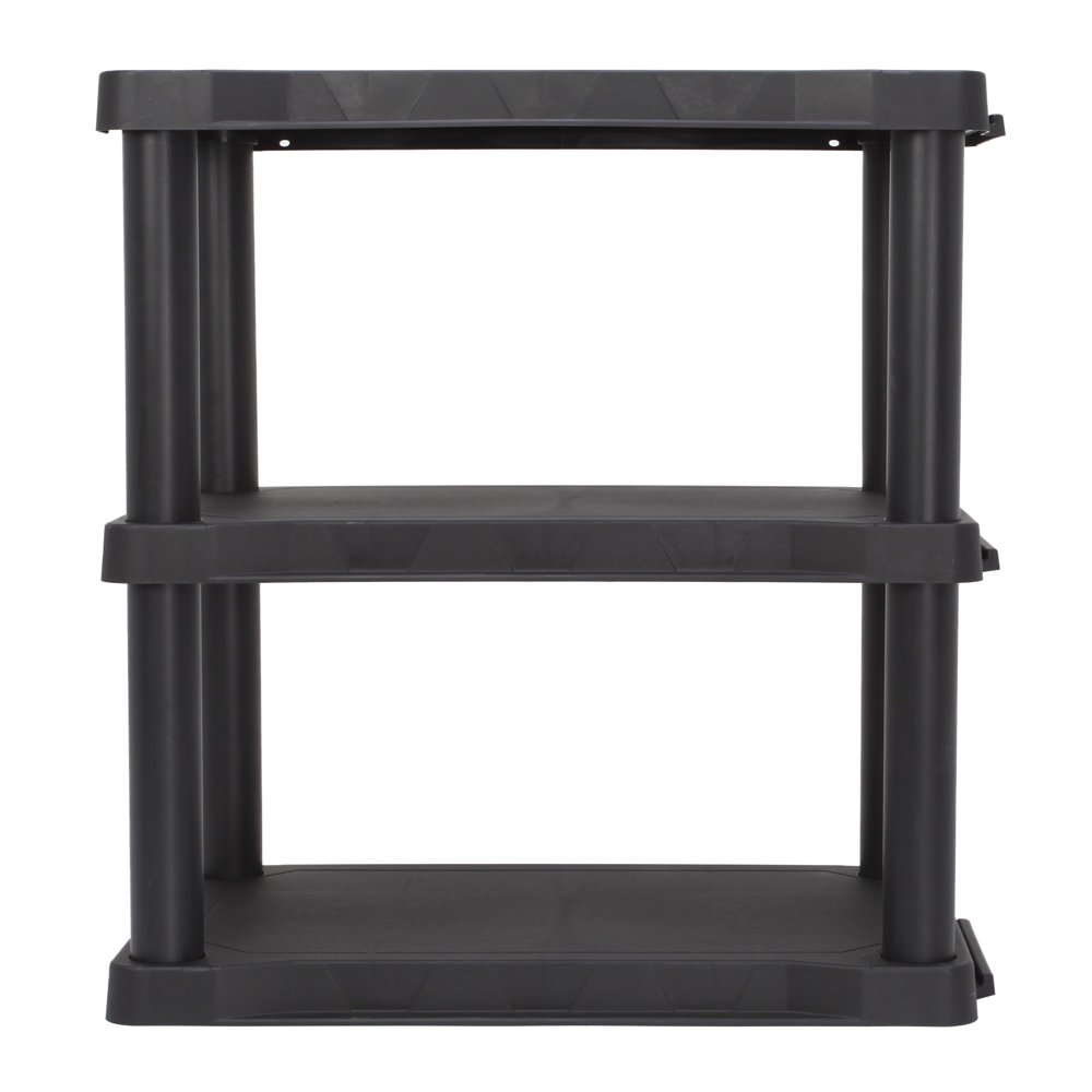 Sturdy 3 Shelf Plastic Basement Garage Shelves All Storage Needs Long-Lasting