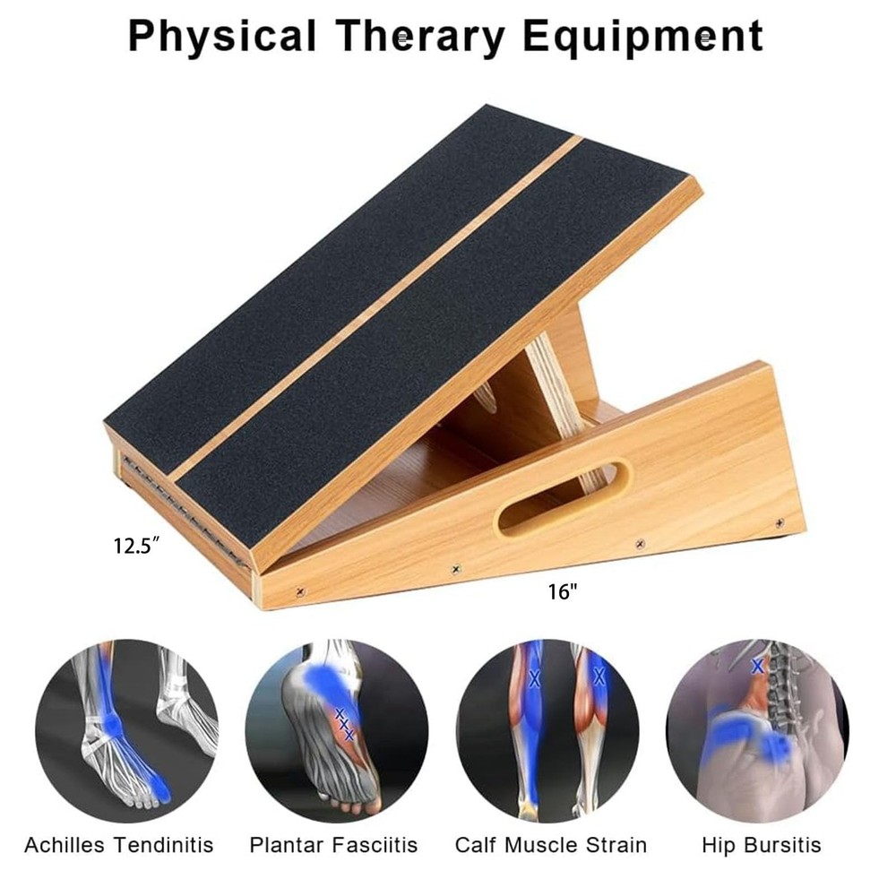 StrongTek Professional Wooden Slant Board, Adjustable Middle, Full-coverage