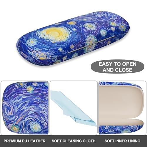 Eyeglasses Case, Portable Hard Shell Protective Case for Glasses, Starry Night