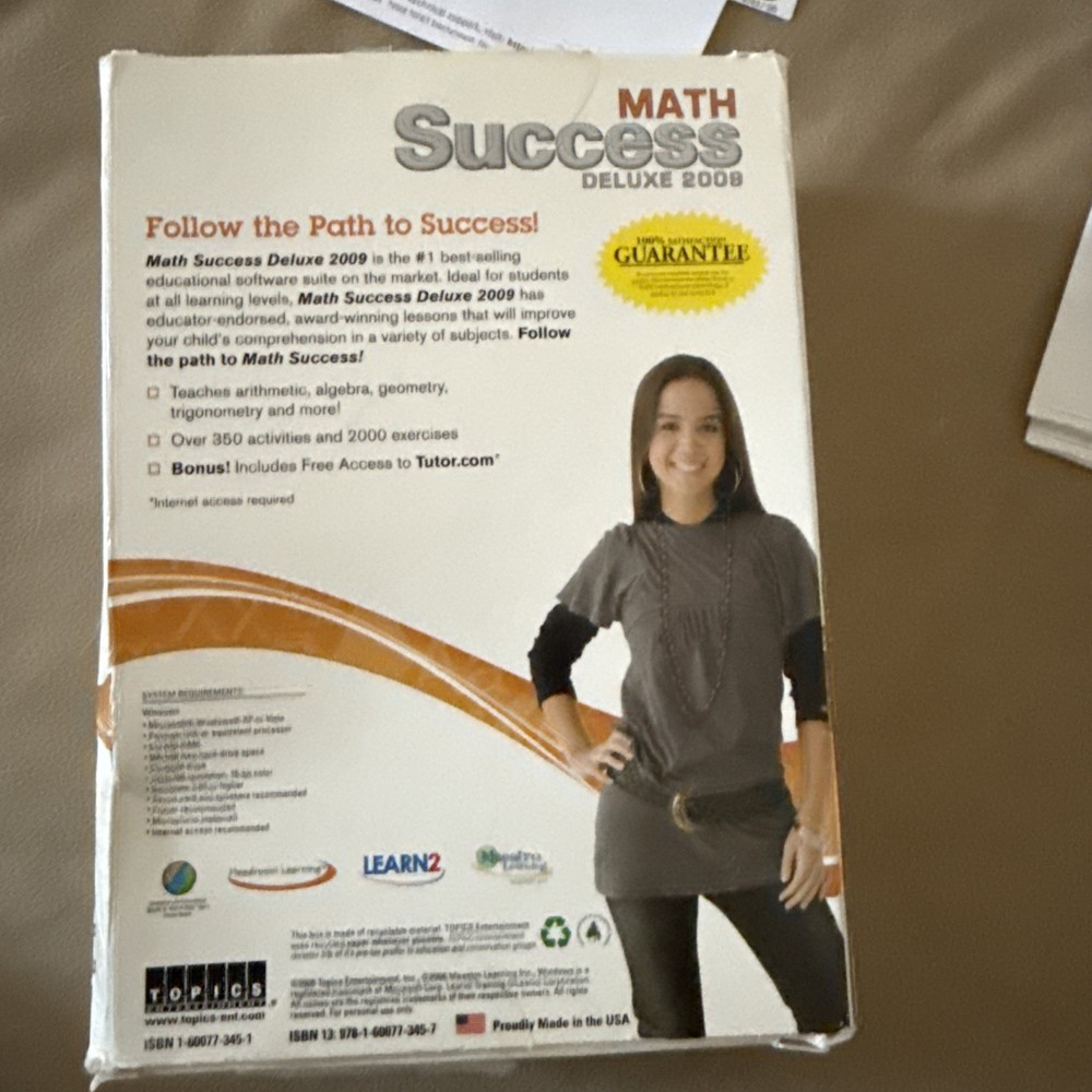 Math Success Deluxe 2009 PC CD-ROM 2 Disc Set w/ Box Learning Software Ages 9+