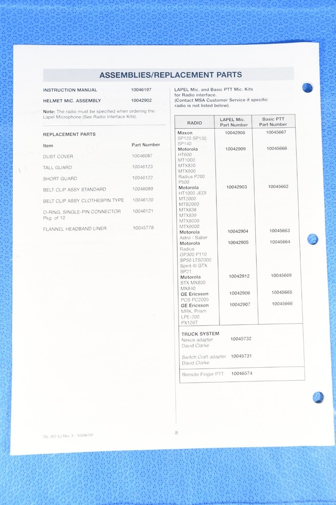 MSA Clear Command HCS Helmet Comunication System Microphone 10045662