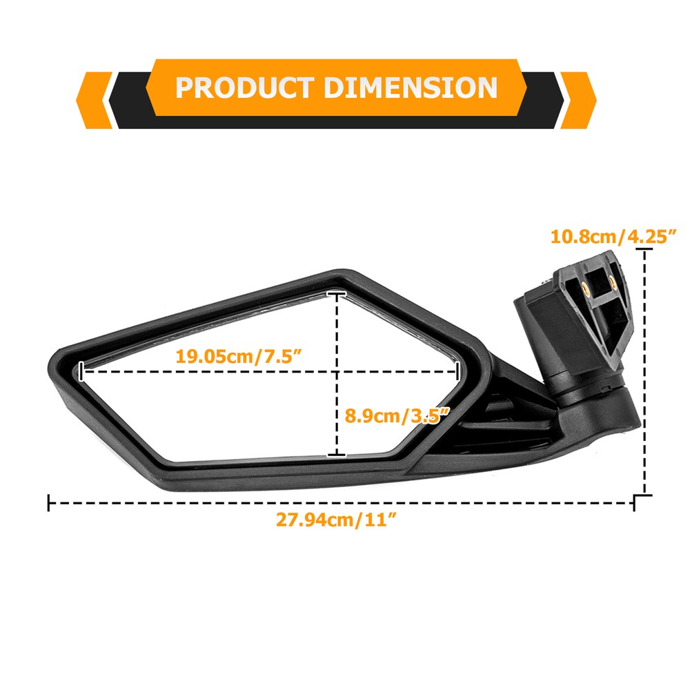 Rear Side View Mirrors w/Automatic Reset Function For Can Am Maverick X3 2017+