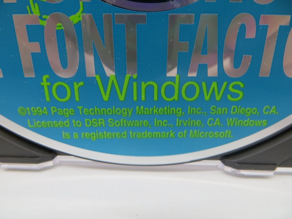 The Font Factory For Windows (CD-ROM, 1994) PC Computer Program