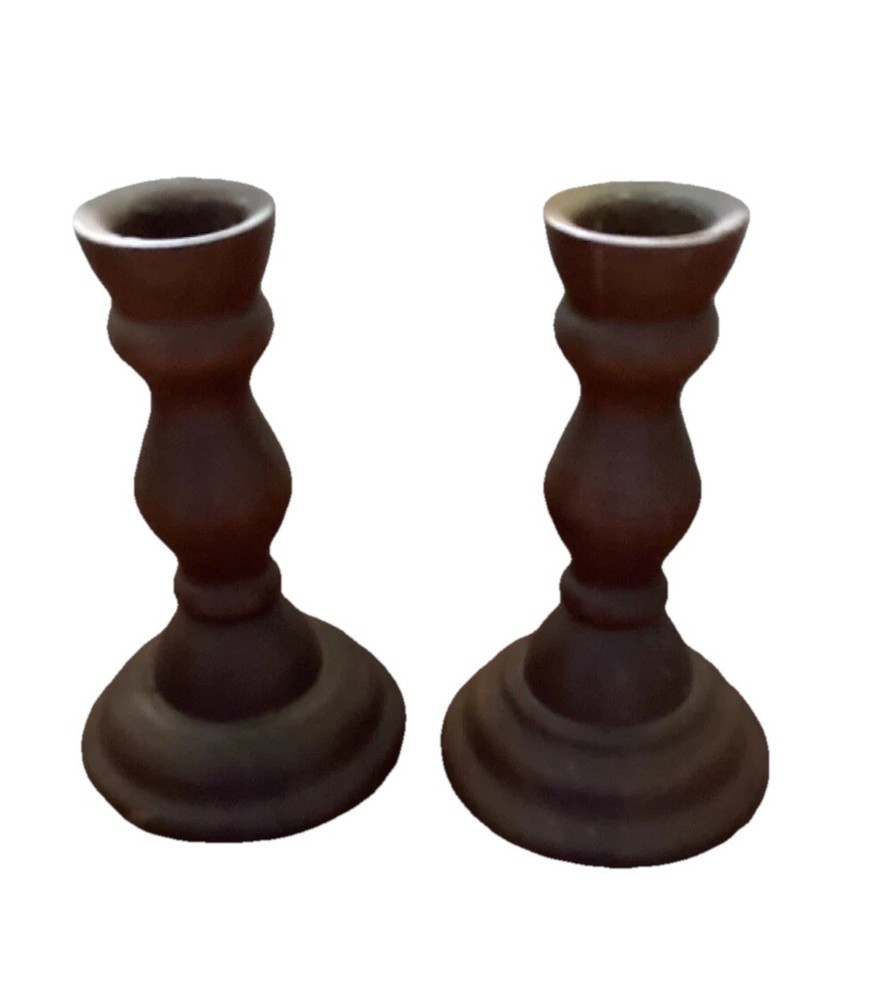 2 Solid American Walnut Candle Stick by DiDWare Model No 1700