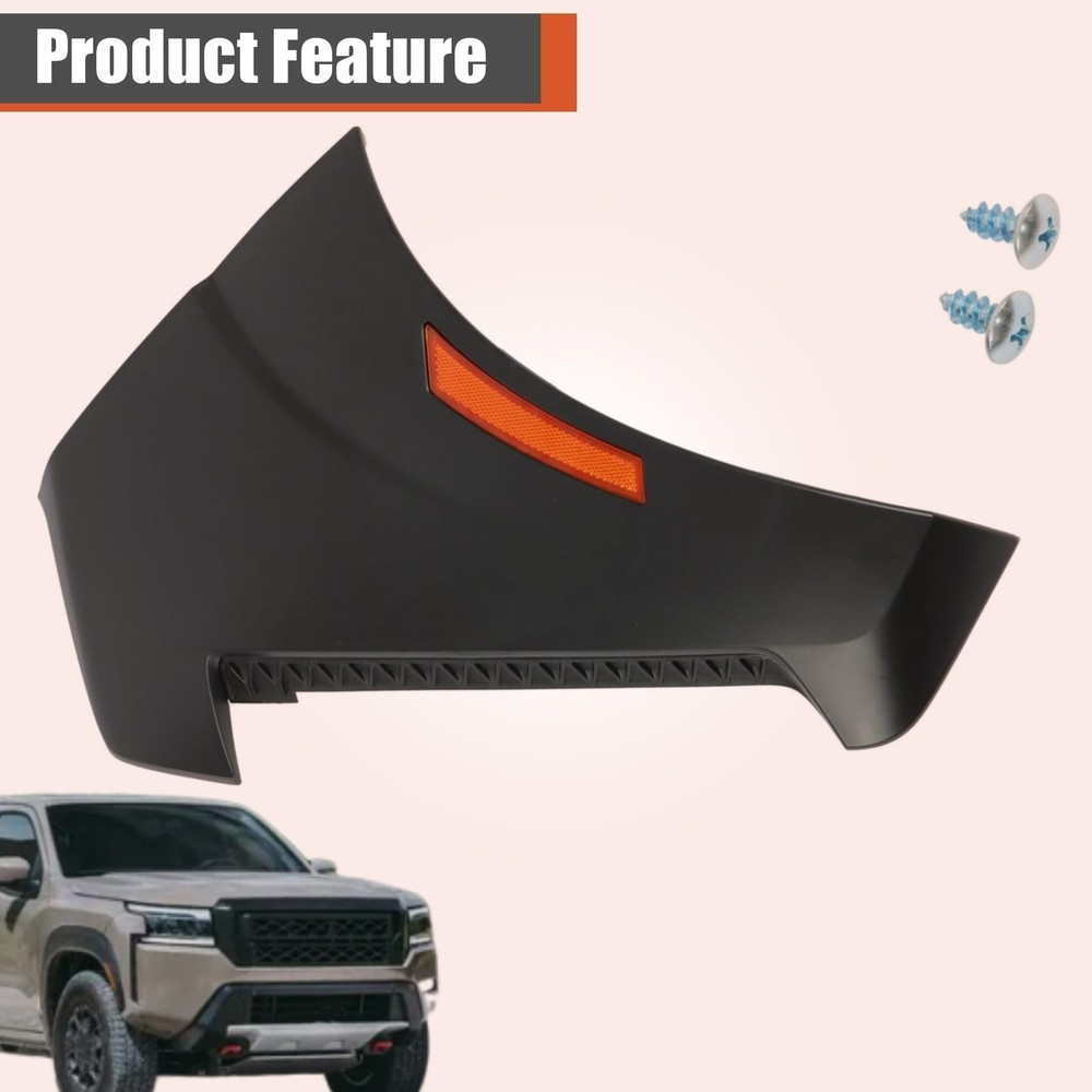 Front Bumper Extension Left Side Black with Side Marker for Frontier 2022-2024