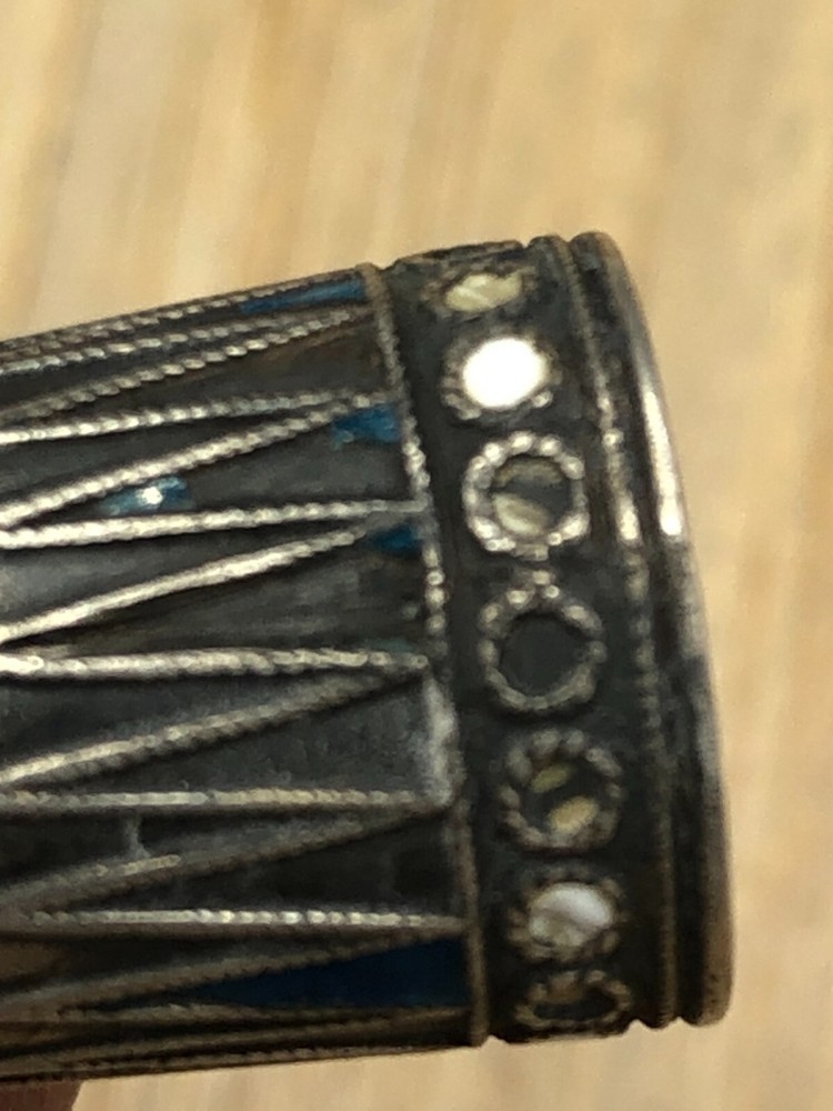 Vintage Sterling Silver Thimble - Bermuda- with chipped enamel work