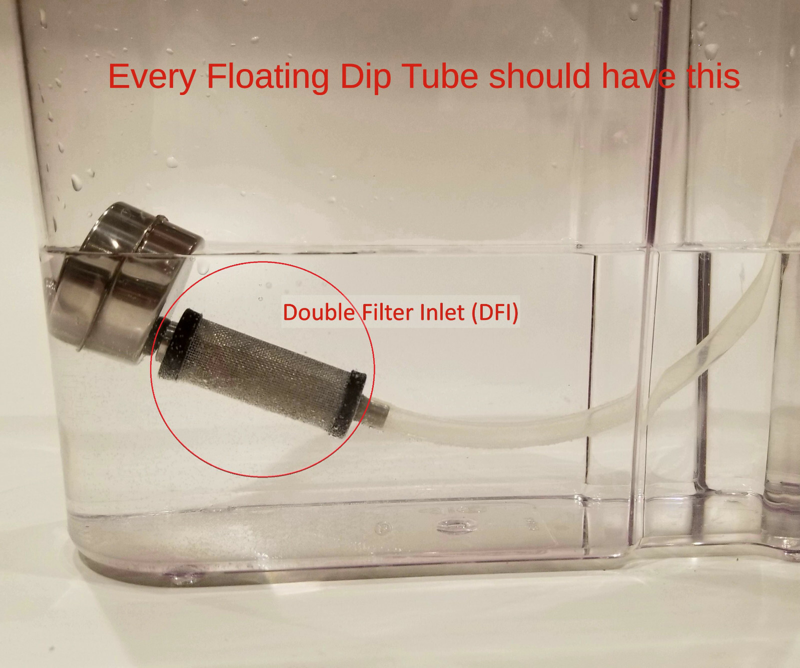 FLOTit 2.0 NO BEER LEFT BEHIND! Floating Dip Tube w/ Double Filter Inlet or DFI