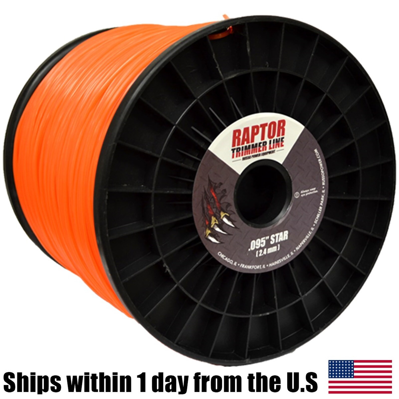 6 Raptor 5lb .095 Star Orange String Trimmer Line Crossfire Shape Fits Echo