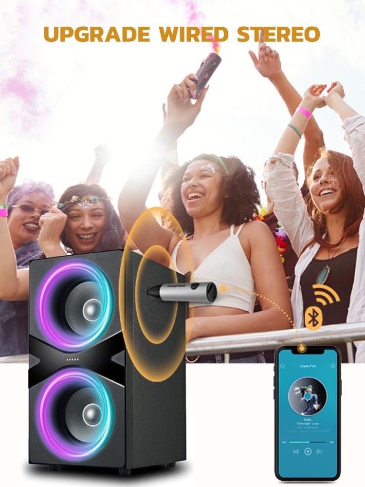 Aux to Bluetooth 5.0 Receiver Wireless Bluetooth Audio Adapter for Car Home S...