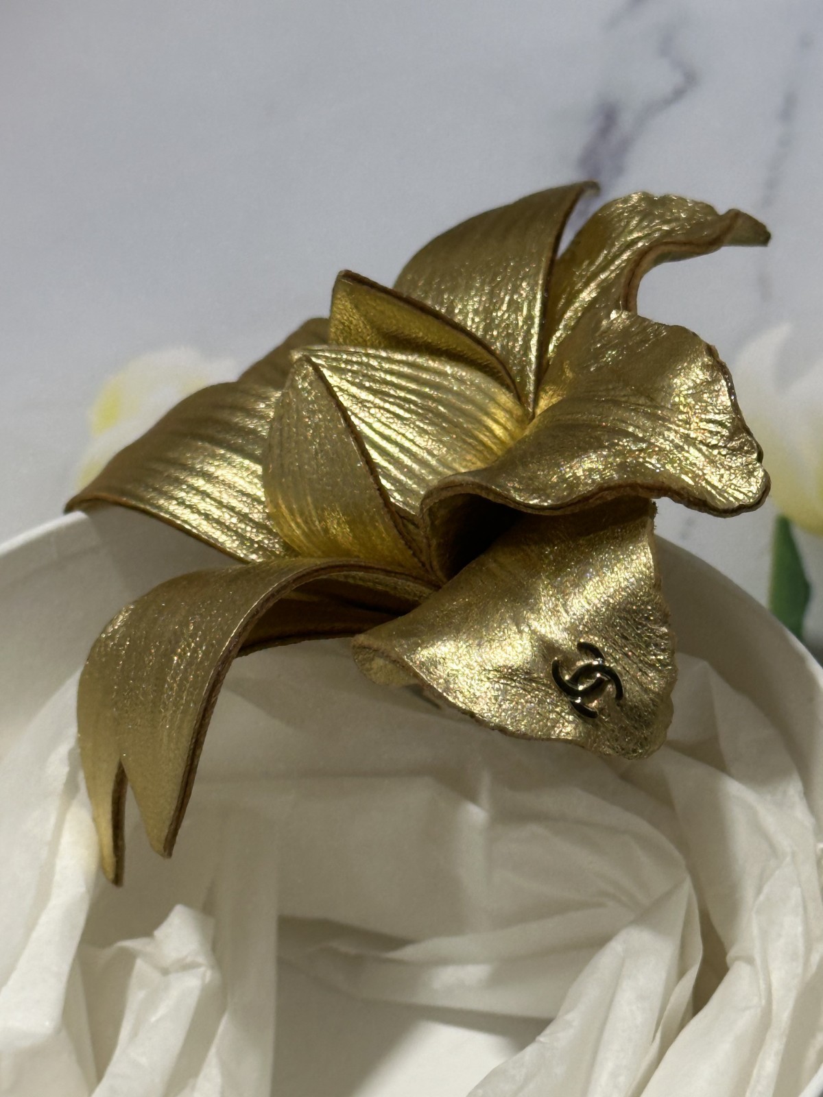 CHANEL Brooch - Gold Lily-of-the-Valley Brooch with Original Box – 2019