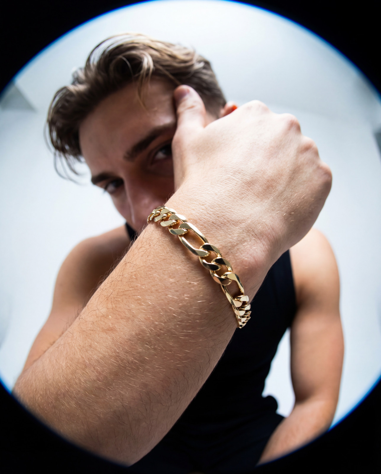 Heavy Men's 14k Gold Stamped Italian Figaro Link Bracelet 8" Inches 5MM