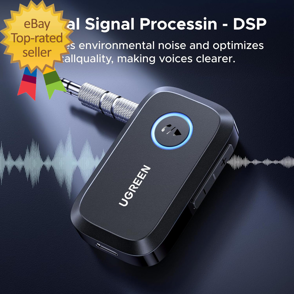 Bluetooth 5.4 Car Adapter Hands-Free Call & Noise Cancelling AUX to Bluetooth