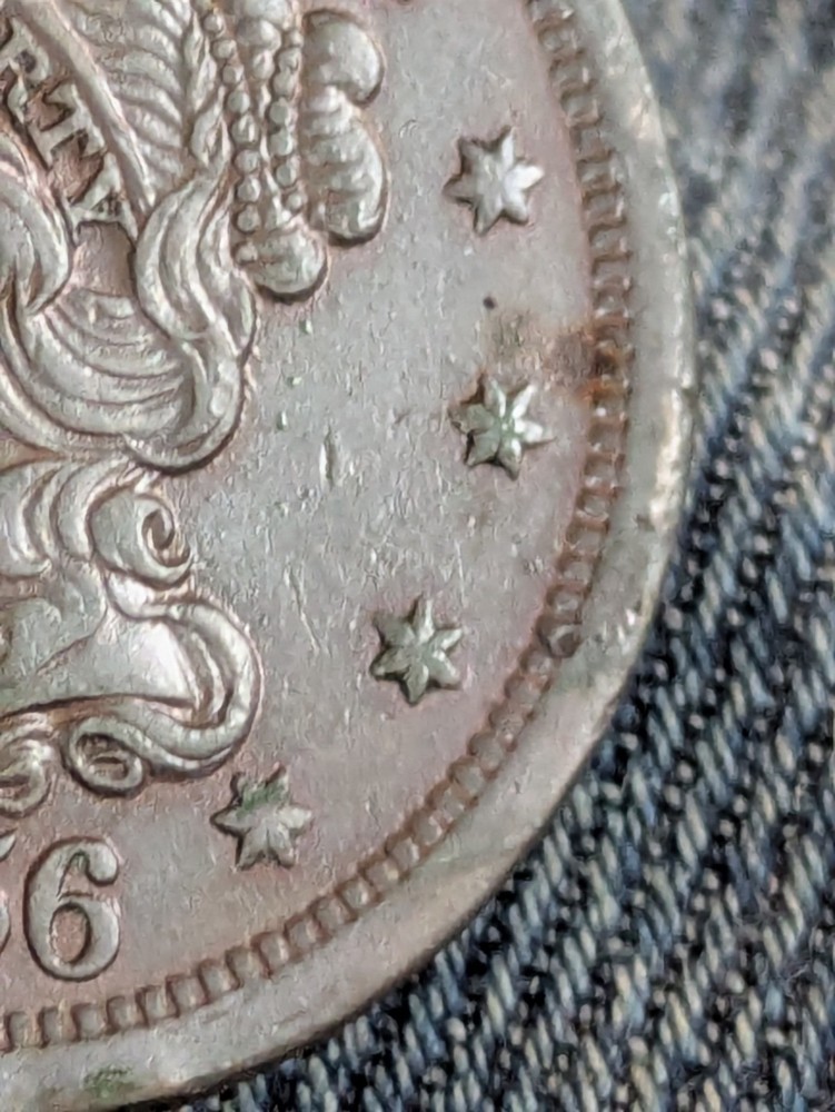 1856 Large Cent Dark Toned AU