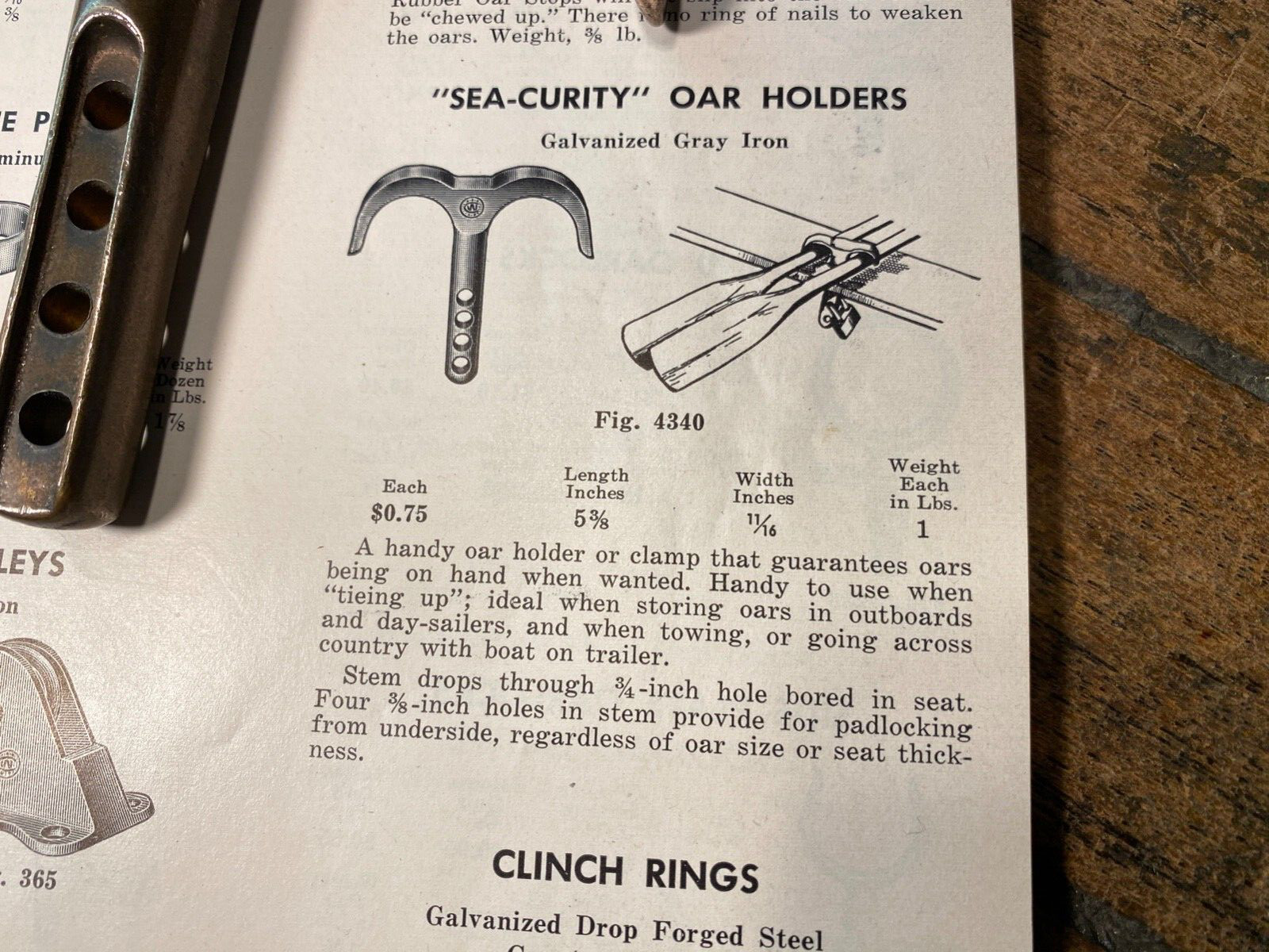 Wilcox Crittenden Sea-Security cast bronze oar locking device