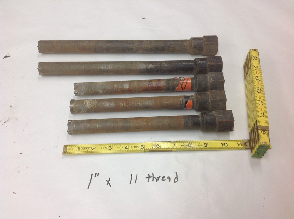 (5) 1"  x 11 Thread Concrete Core Hammer Drill Bit USED black