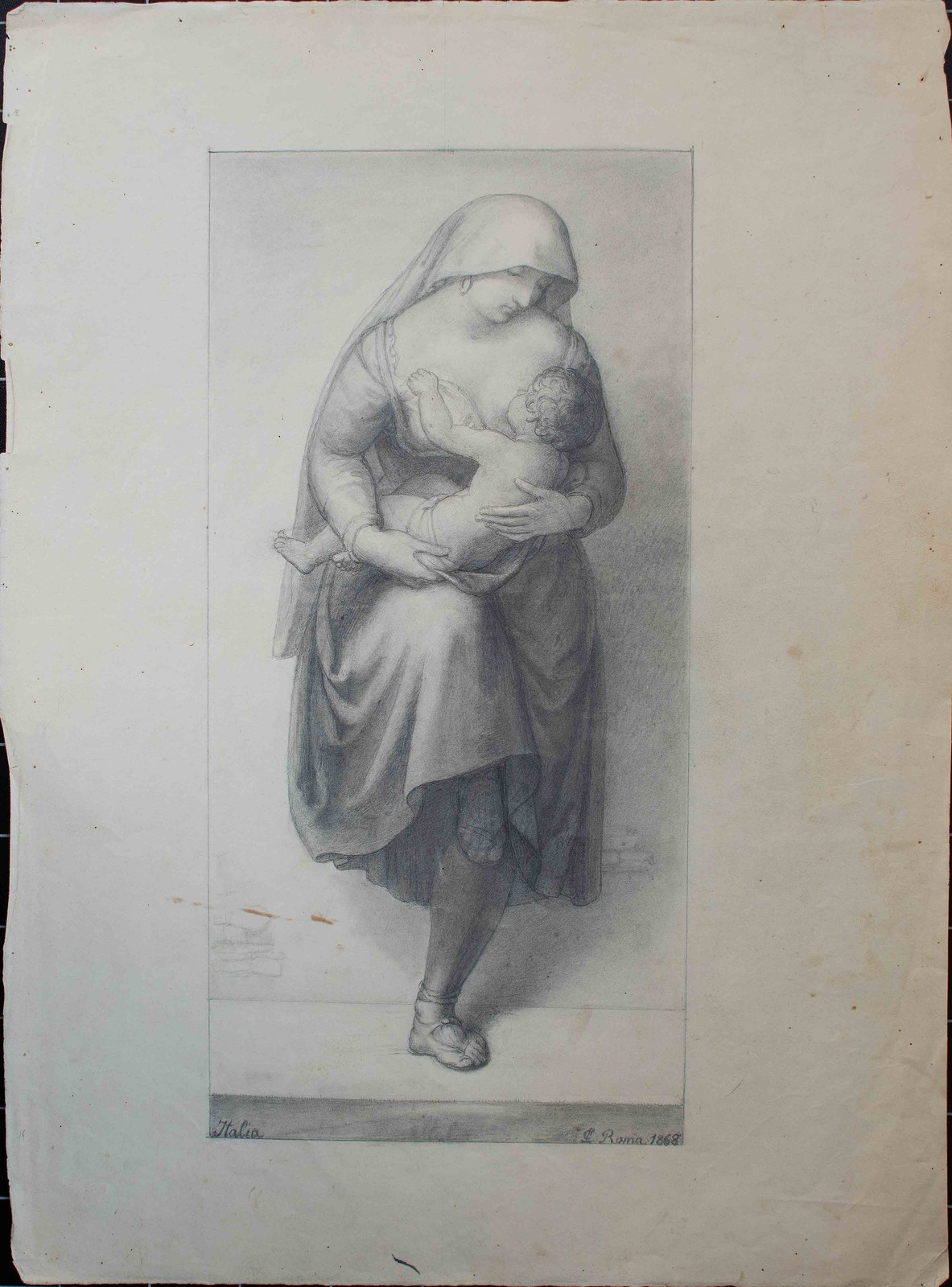 Mother Child Allegory Nazarene Classicism Johann Christian Lotsch Lead 1868