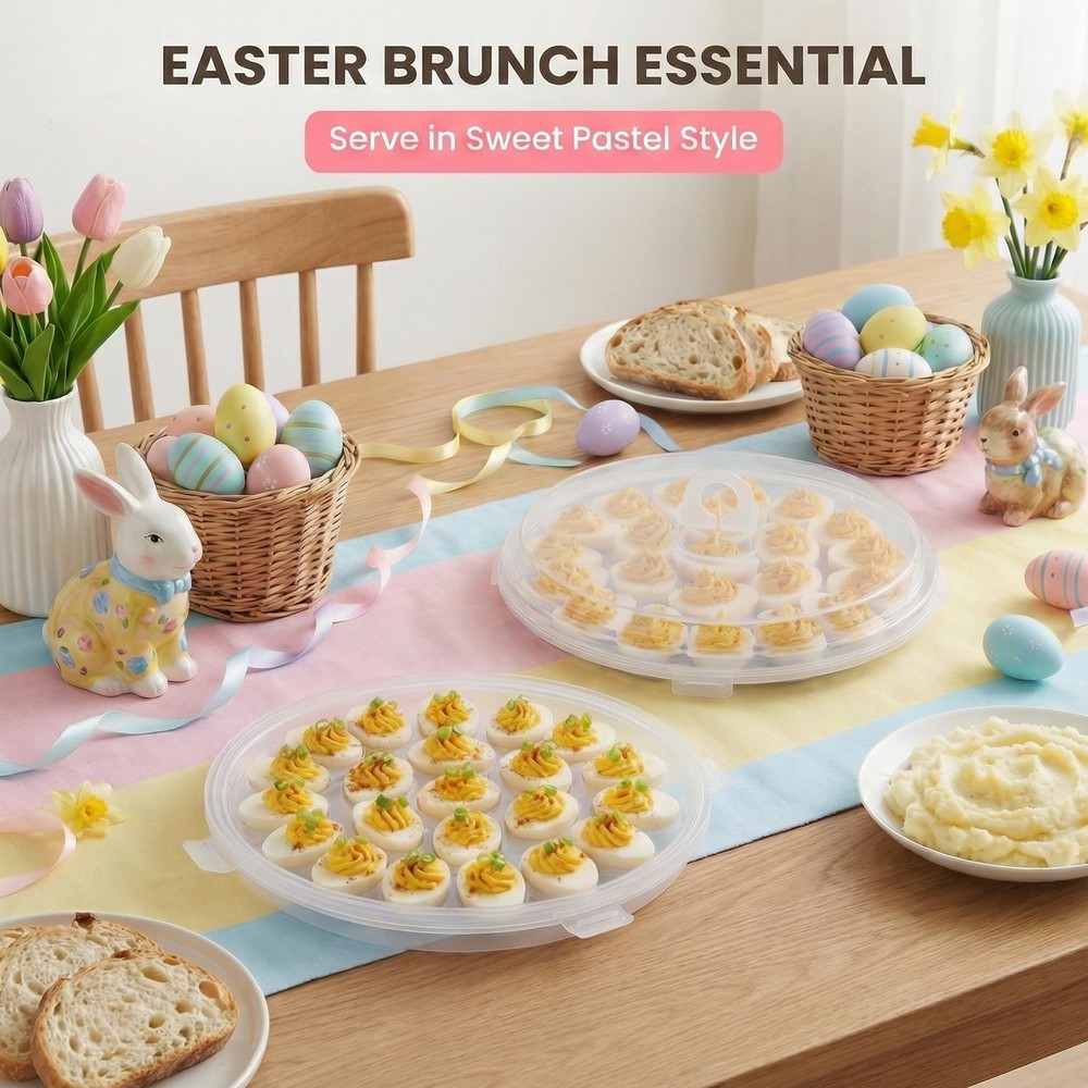 HAKSEN Deviled Egg Containers with Lid, 3PCS Deviled Egg Platter Carrier Hold...