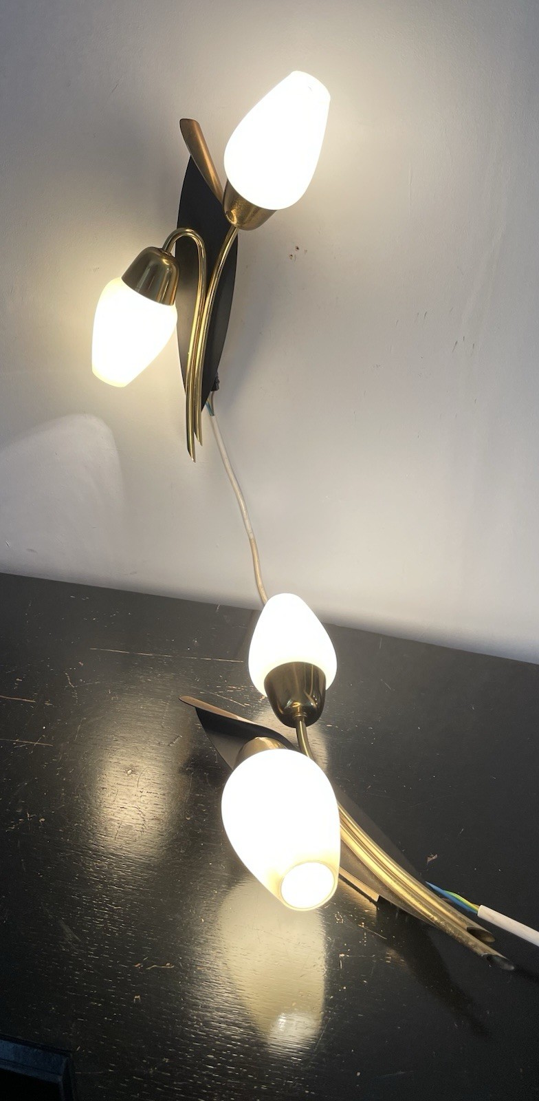 Vintage Mid-century Italian Double Sconces Wall Lights X2