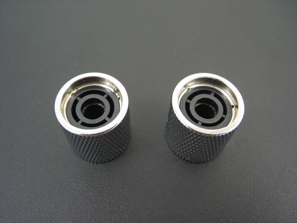 Metal Flat Top Knobs for Telecaster Knurled Inserts for Split Shaft Pots, Chrome