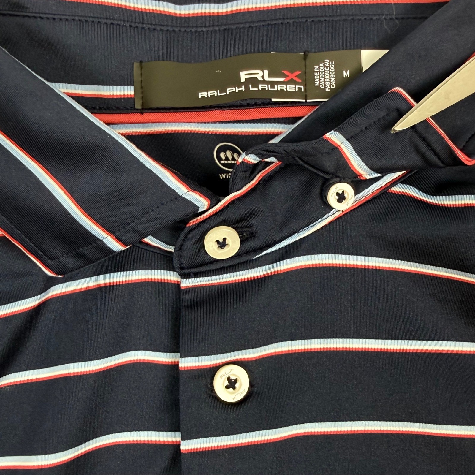 RLX Ralph Lauren Men's Golf Polo Shirt Navy Stripe Size M