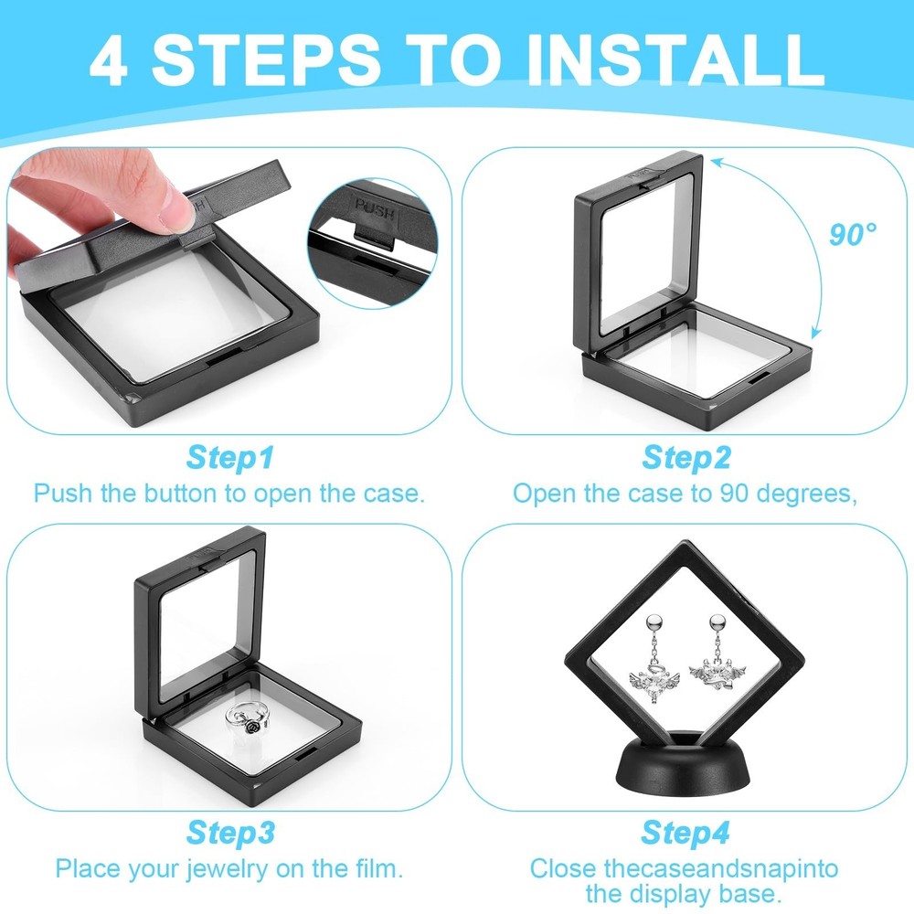 30Pcs Floating Display Case, 3D Floating Frame Display Case with Stand - Clea...