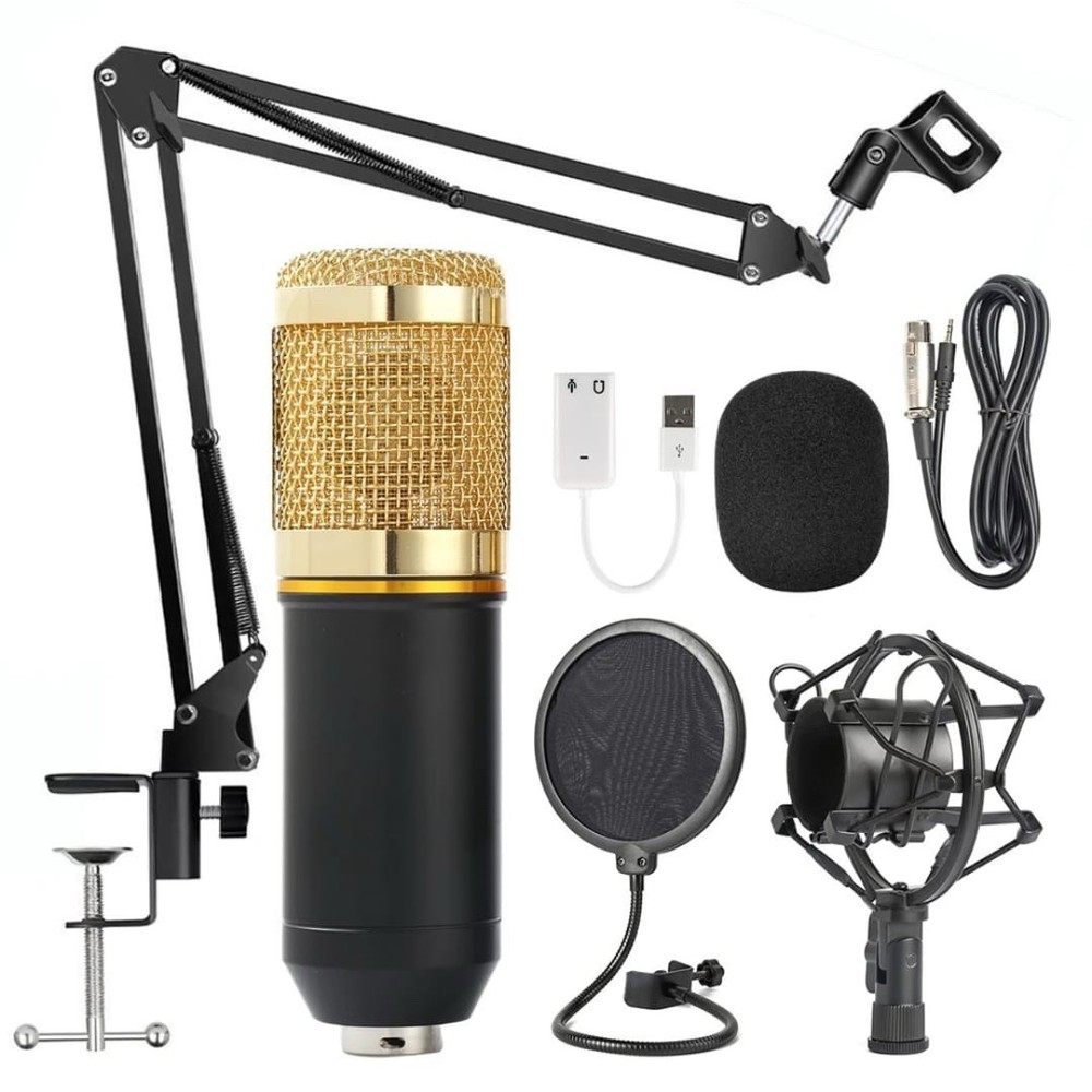 Microphone Podcast Equipment, Studio Recording & Broadcasting Mic with  Stand,