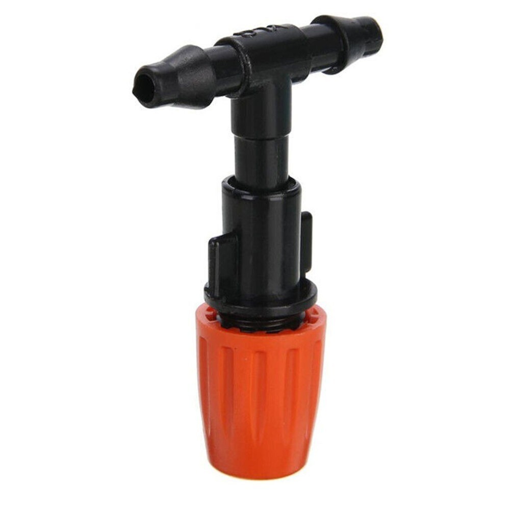 20/50pcs Single Orange Adjustable Atomizing Nozzle With Connector + 4/7 Pipe Tee