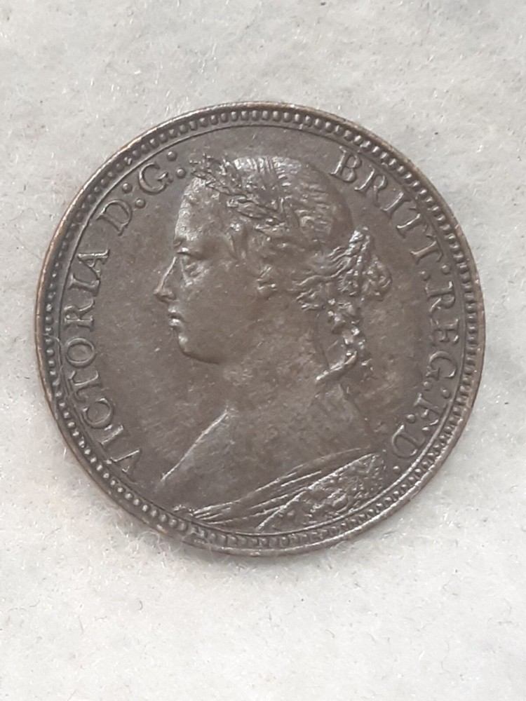 GREAT BRITAIN ~ 1879 ~ 1 FARTHING ~ CH AU ~ LARGE "9"