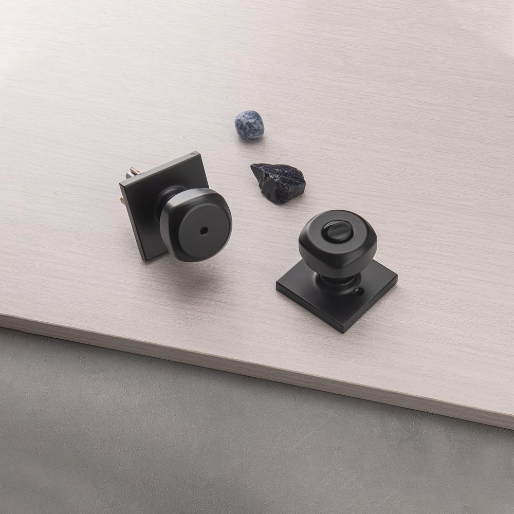 NCSEN Black Door Knobs Interior, Square Doorknobs for Privacy 1, Matt