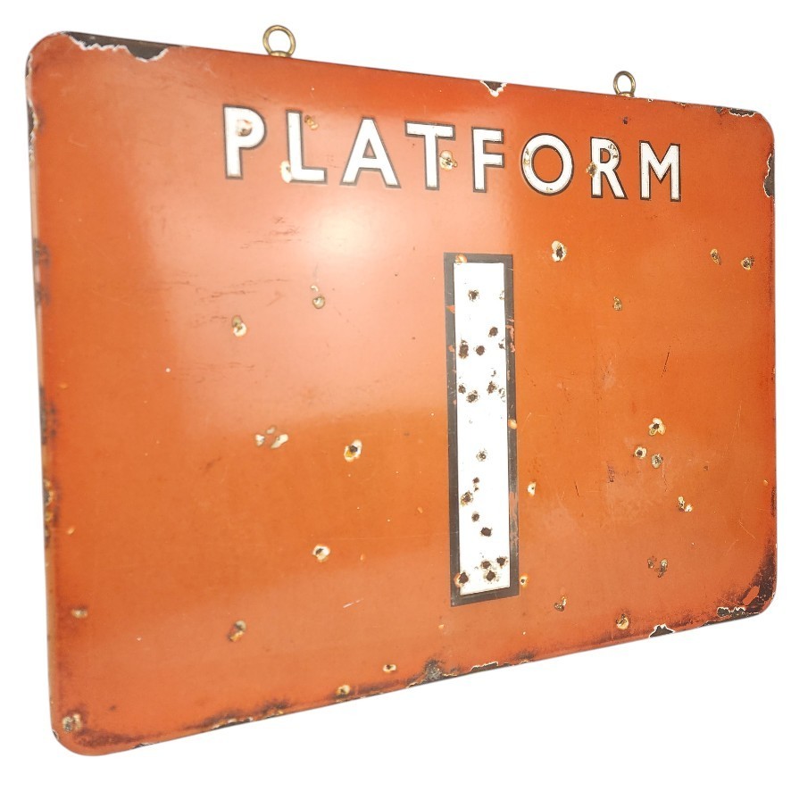 VTG Metal Train Station Sign -  British Railways North Eastern PLATFORM 1 -24X18