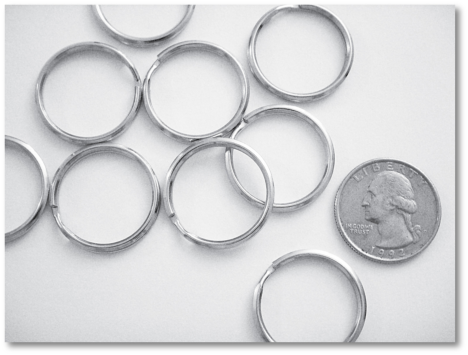 WHOLESALE LOT 10 25 50 100 NEW KEY RINGS 24mm 1" DIAMETER SPLIT RINGS SILVER
